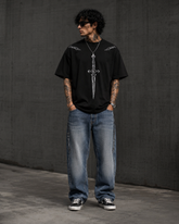 Sword Graphic Oversized T-Shirt – Black Streetwear Tee