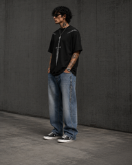 Sword Graphic Oversized T-Shirt – Black Streetwear Tee
