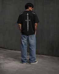 Sword Graphic Oversized T-Shirt – Black Streetwear Tee