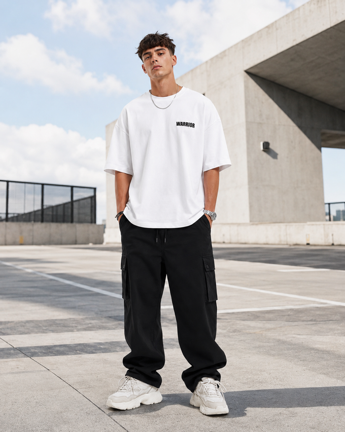 Warrior Oversized Drop Shoulder T-Shirt – White