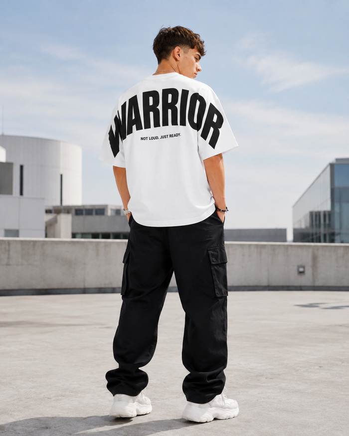 Warrior Oversized Drop Shoulder T-Shirt – White