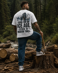 Born For An Ice Age — White Oversized Graphic T-Shirt